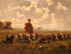 ENNYIÉRT ??? EREDETISÉG IGAZOLÁSSAL RÁKOSI UITZ JÁNOS / 1887- / : PÁSZTOR NYÁJJAL