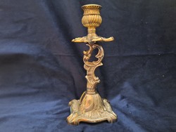 Antik ezüstözött sárgaréz gyertyatartó