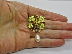 Különleges antik biedermeier 14kt arany nyakék 1868-1872