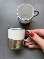 Régi inox kávéscsészék porcelán betéttel párban