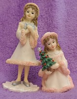 2db karácsonyi kislány,  karácsonyi dísz fgura kreatívoknak (M5215)