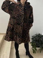 Vintage EYBL kapucnis műszőrme kabát / bunda (Made in Austria), M/L