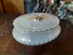 Eozinos Kézi Festésű Virág Mintás,Jelzett Porcelán Doboz,Bonbonier.11 cm.