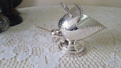 Gyönyörű,angol ezüstözött cukortartó,kanállal