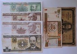 Kuba 6 db bankjegy, többféle dátum.