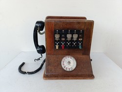 Antik telefon kurblis tárcsás telefonközpont kagylóval szakadt vezetékkel starožitný telefón 635