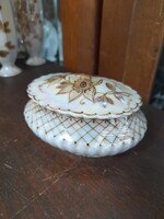 Eozinos Kézi Festésű Virág Mintás,Jelzett Porcelán Doboz,Bonbonier.11 cm.