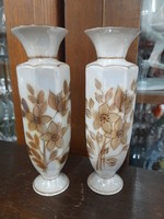 Eozinos Kézi Festésű Virág Mintás,Jelzett Porcelán Váza Pár.16 cm.