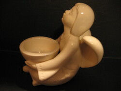 Fehér porcelán angyal gyertyatartó