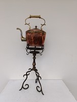 Antik arab kávé tea főző edény bronz állvány tűzhely vörösréz sárgaréz teás kanna 314 9942