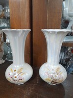 Eozinos Kézi Festésű Virág Mintás,Jelzett Porcelán Váza Pár.13,5 cm.