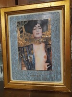 Gustav Klimt Judit és Holofernés 1901 Bécsi Szecessziós Női Akt Nyomat Kép Keretben.26 cm.