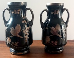 HEM" Art Deco, vékony falú,  üvegváza ritka fekete ALKUDHATÓ