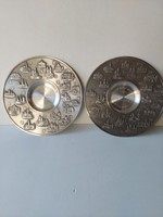 2db német bélyegkiállítási óntányér együtt . 28cm