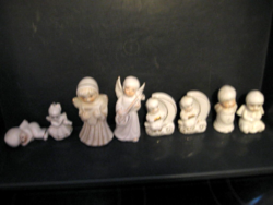 8 db japán retro angyalka fehér porcelán aranyozva egyben eladó