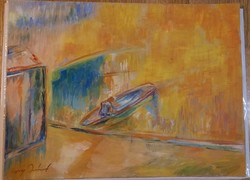 Egry József (1883-1951)  - Csónak a tavon - pasztell