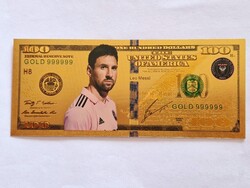 Leo Messi - színes, aranyozott, plasztik, fantázia lap.