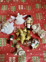 Vintage Handmade karácsonyi díszek Hintalovacska Diótörő Angyalkák + masni