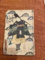 Japán könyv szamuráj történet (papírusz fa blokk nyomtatással)