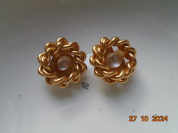 Vintage aranyozott fülbevaló,klipsz,fonatos rámával