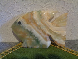 Sailfish, carved from jade stone 15 x 10 cm