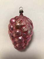 Antik, régi karácsonyfadísz üveg rózsaszín szőlő