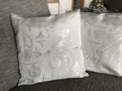 Karácsonyi díszpárnák ezüst mintával, 40x40 cm