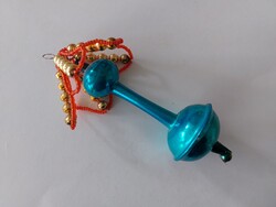 Régi üveg karácsonyfadísz figurális üvegdísz állólámpa lámpaernyővel 14 cm