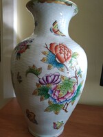 Herendi Viktória mintás, kosárfonott váza _ 32 cm