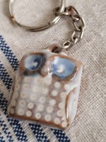 Kerámia bagoly - kézműves kulcstartó,függeszték