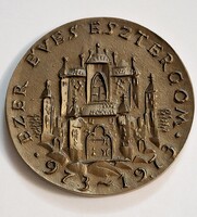 Ritka ! Borsos Miklós / 1906-1990/  1973  Ezer Éves Esztergom  - István - Géza  bronz plakett  10 cm