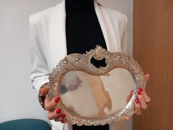 Antik Ezüst tortatartó/névjegykártyatartó tálca, Fertőszögi Péter﻿ által kiadott tanúsítvánnyal!!