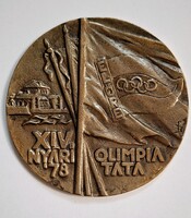 Brém Ferenc  1978. "XIV. Nyári Olimpia Tata '78" egyoldalas,  bronz plakett  Úttörő olimpi