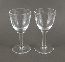 1T811 Old Cut Glass Wine Glass Pair 13 cm