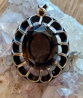 Gyönyörű art deco ezüst medál csiszolt füstkvarccal