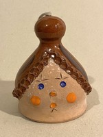 Marked, painted ceramic bell with girl's head decoration 13 cm