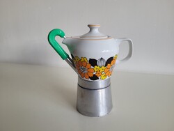 Régi retro nagyobb méretű Hollóházi porcelán kotyogós kávéfőző