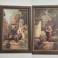 2 db 48x33 cm, hibàtlan, középkori Carl Spitzweg nyomat, egyben!