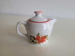 Retro Hollóházi kotyogós kávéfőző mikulás virágos régi porcelán kiöntő
