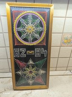 Fonalkép - kézimunka fonalból - MANDA eladó! Fakeretben, üvegezett  2 db fonalkép  eladó!