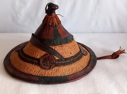 Vintage Afrikai fullani szalma kalap ALKUDHATÓ