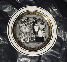 Kisméretű Szász Endre "Napfény" mintás Hollóházi porcelán tálka 8 cm