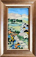 Fehér Margit: Távoli hegyek - tűzzománc - keretezve 27x17cm - alkotás 20x10cm - FM24/912