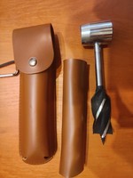 Bushcraft erdei fúró bőr tokkal
