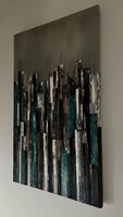 Szalai Krisztián: Felhőkarcolók . New York City 90x150cm absztrakt olaj/vászon Termékvideó elérhető!