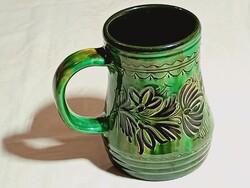 Kerámia sörös korsó HMVH HMV majolika retro Ø10x14cm