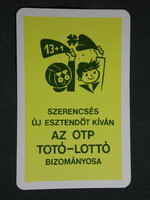 Kártyanaptár, Totó Lottó szerencsejáték, grafikai rajzos,reklám figura, 1978,   (8)