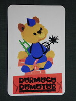 Kártyanaptár,Dörmögő Dömötör ifjúsági újság magazin,grafika rajzos,medve, 1978,   (8)