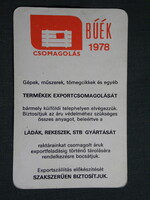 Kártyanaptár, Óbuda Tsz, kertészet,szerviz,csomagolás, Budapest 1978,   (8)