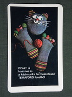 Kártyanaptár,Temaforg fonal, Budapest,rövidárú üzletek,macska, 1978,   (8)